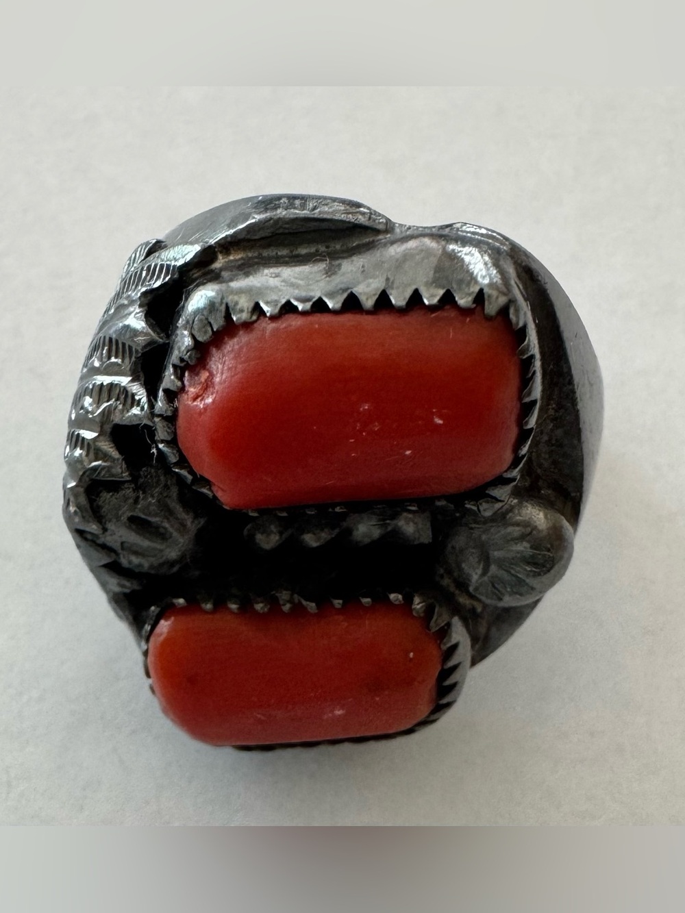 Padilla Red Coral Double-Stone Statement Ring